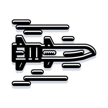 Future technology missile icon launching forward Illustrazione stock