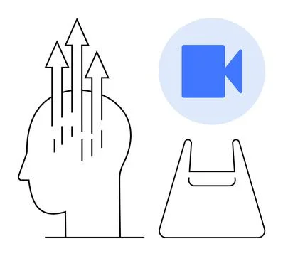 Future technology, online learning, ecommerce, creative thinking, digital com Stock Illustration