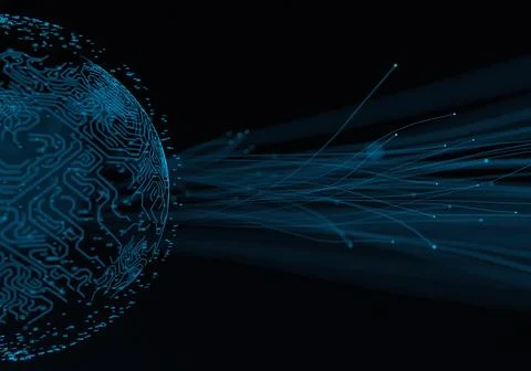 Future technology planet earth big data technology Stock Illustration