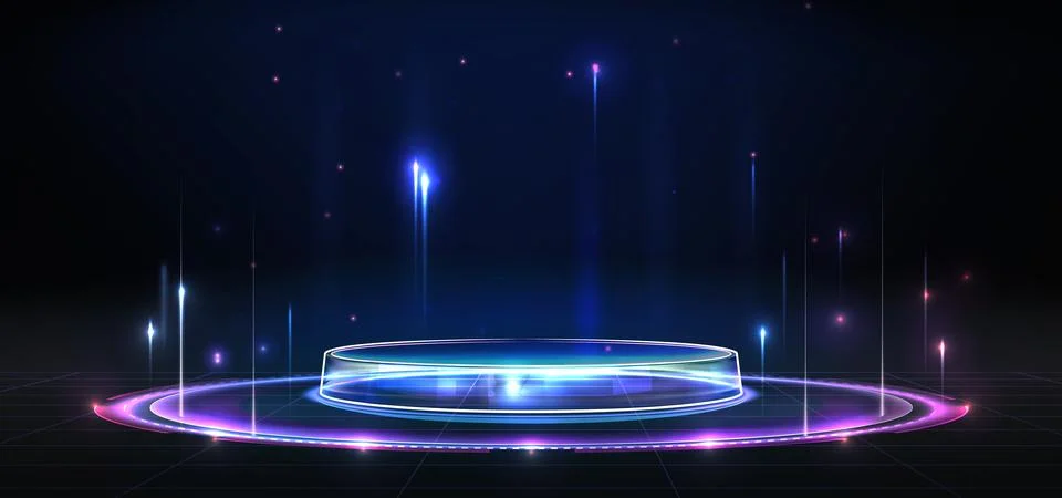 Future technology podium with hologram effect 스톡 일러스트