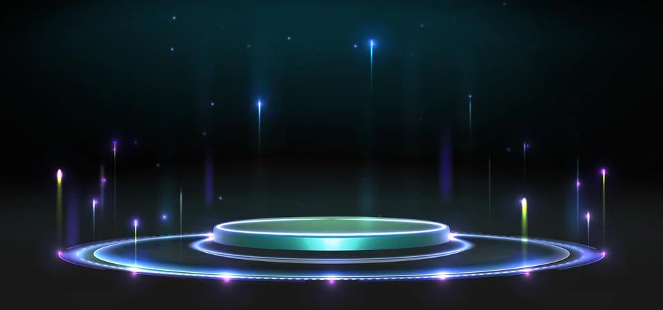 Future technology podium with hologram effect 스톡 일러스트