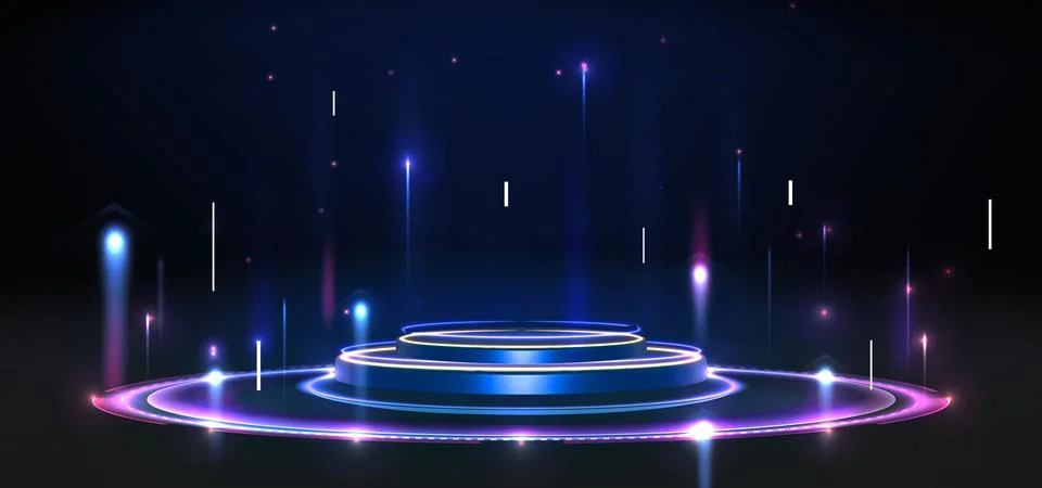 Future technology podium with hologram effect 스톡 일러스트