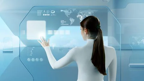 Future technology touchscreen interface. Stock Photos