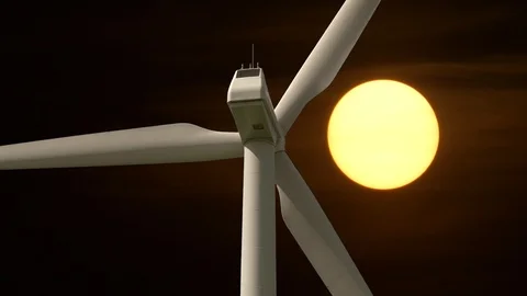 Future Technology Wind Wheel at Sunset Background Stock Footage 86859118