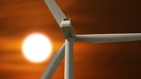 Future Technology Wind Wheel at Sunset Background Video stock 86859156