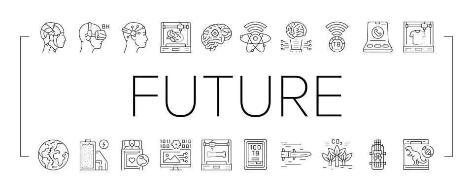 Future techology digita modern icons set vector Illustrazione stock