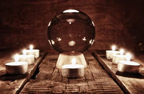 Future teller candle divination crystal ball for predicting the fate and s... Stock-Fotos