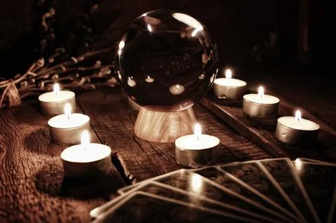 Future teller candle divination 스톡 사진