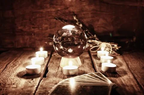 Future teller candle divination 스톡 사진