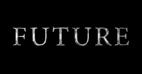 Future text animation golden metallic shiny 3d typographic on black bg. Shi.. Stock Illustration