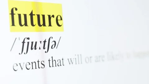 Future Text Macro Shot Highlighted in Yellow Color On Computer Screen Stock Footage 123224293