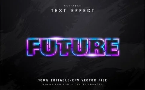 Future text, neon colorful text effect Stock Illustration