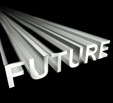 Future text in white and 3d as symbol for improvement and opportunity Illustrazione stock