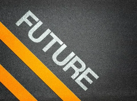 Future text writing road asphalt Illustrazione stock