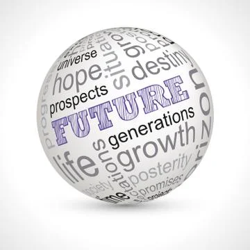 Future theme sphere with keywords Stock Illustration