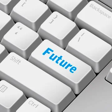 Future time concept with 3d computer keyboard Illustrazione stock