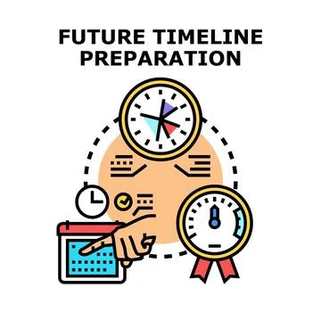 Future timeline preparation planning and time management Stock Illustration