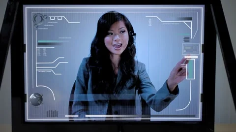 Future Touchscreen Technology with Asian Woman Stock Footage