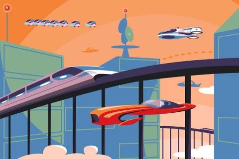 Future transportation in metropolis Stock Illustration