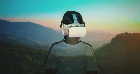 Future of travel experience digital transformation concept on VR tour. 스톡 동영상 170947545