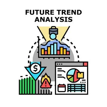 Future trend analysis predicting business risks and financial performance Illustration