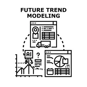 Future trend modeling predicting business analytics growth Stock Illustration