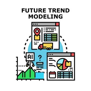 Future trend modeling predicting business analytics growth Stock Illustration