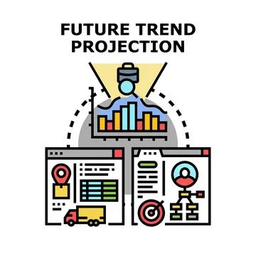 Future trend projection concept analyzing business analytics data Stock Illustration