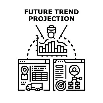 Future trend projection concept analyzing business analytics data Stock Illustration