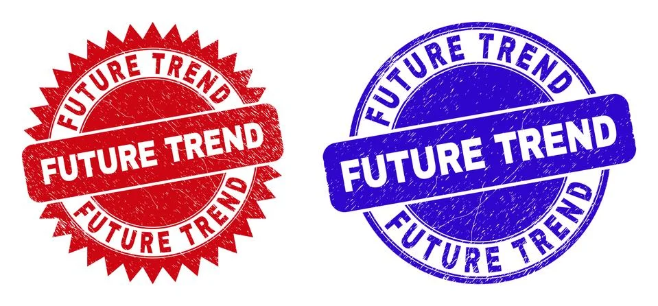 FUTURE TREND Round and Rosette Watermarks with Corroded Texture Illustrazione stock