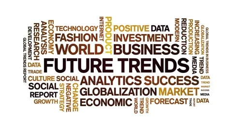 Future Trends animated word cloud,animation kinetic typography seamless loop. Video stock 318315537