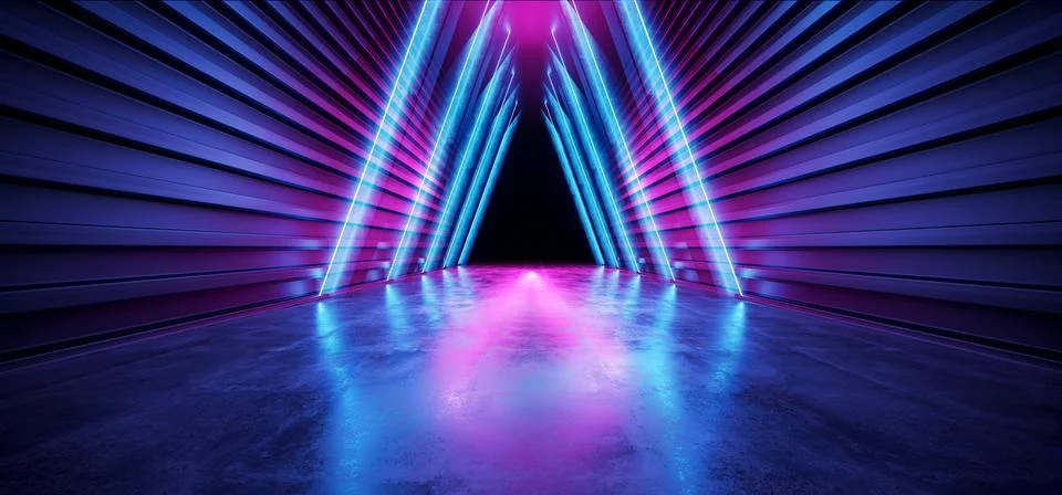 Future Triangle Neon Glow Retro Purple Blue Modern Sci Fi Futuristic Laser St 스톡 일러스트