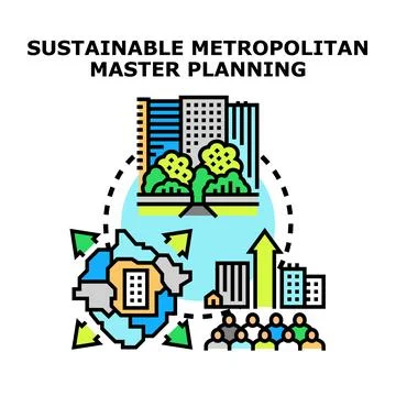 Future urban development and sustainable city planning strategy Stock Illustration