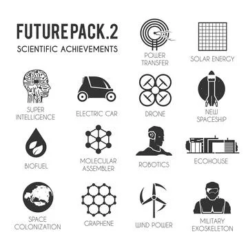 Future vector icons set. Stock Illustration