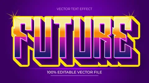 Future Vector Text Effect Editable Text Gamer Purple Player Gaming Illustrazione stock