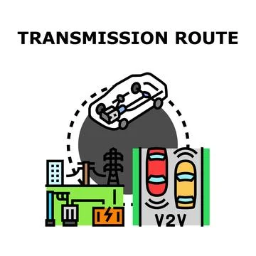 Future vehicle data transmission routing technology concept 库存插图