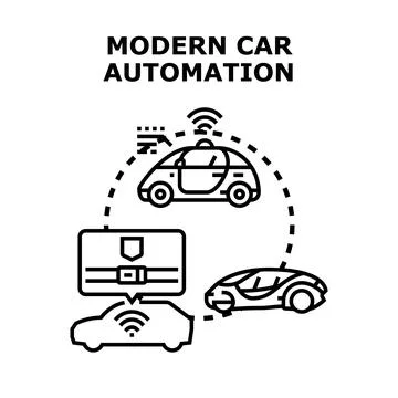 Future vehicles automation technology connecting driving systems Stock Illustration