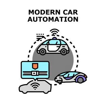 Future vehicles automation technology connecting driving systems Иллюстрация