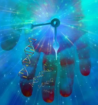 Future Vision DNA Human Clock. 3D rendering Copyright: xZoonar.com/BrucexR... 스톡 사진