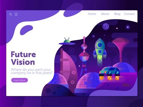 Future Vision Space Themed Gradient Web Banner Stock Illustration