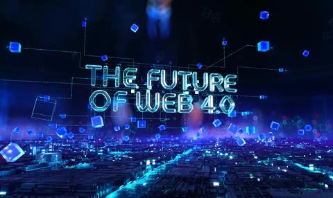 The Future Of Web 4 - businessman working and touching with augmented virtual Illustrazione stock