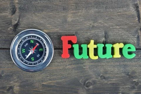 Future on wooden table 库存照片