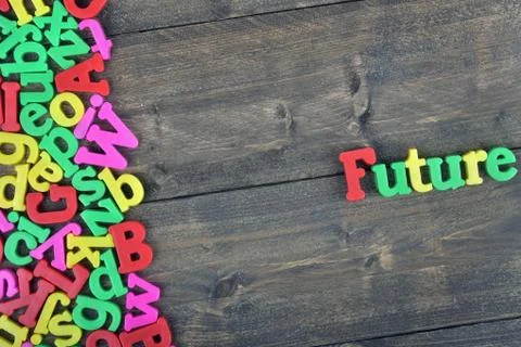 Future on wooden table Stock Photos