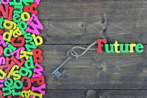 Future on wooden table Stock Photos