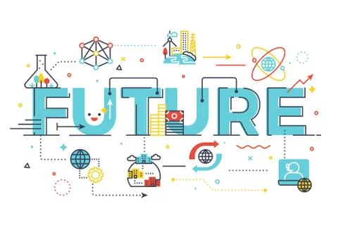Future word lettering illustration Illustrazione stock