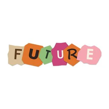 Future word made of colorful torn paper collage letters Stock Illustration