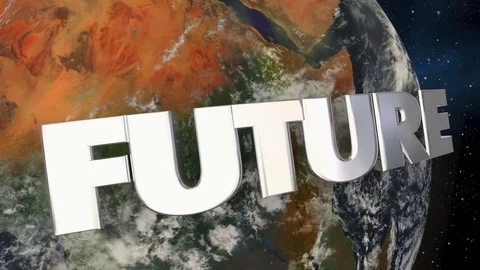 Future Word Wrapping Around Planet Earth - Includes public domain image by NASA Stock Footage 80534798