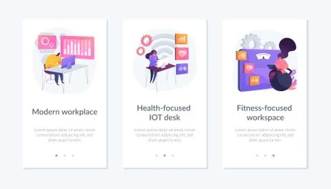 Future workplace app interface template. Stock Illustration