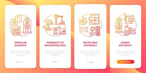 Future workplace building onboarding mobile app page screen with concepts Ilustración de archivo