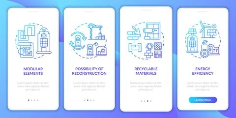 Future workspace building onboarding mobile app page screen with concepts Ilustración de archivo